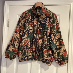 Vintage EVR 80s Cherry Exstravaganza Silk Bomber Jacket L Petite